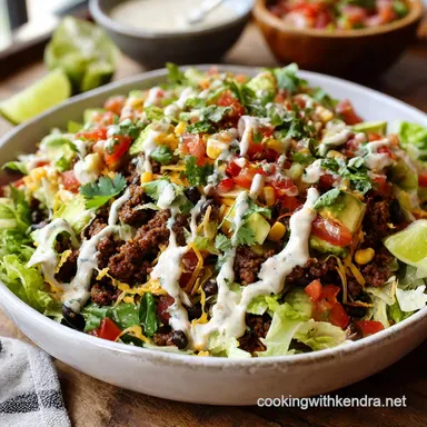 Taco Salad: The Best Recipe with Creamy Cilantro-Lime Dressing Recipe Card