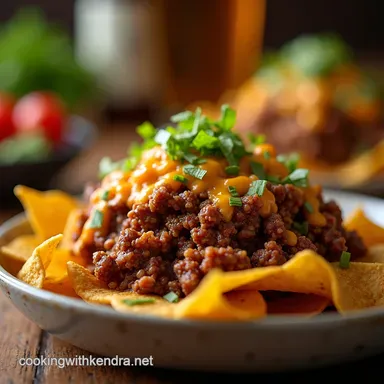 Ultimate Tex Mex Nachos Ground Beef Pub Grub at Home Recipe Card