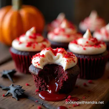 Halloween Vampire Bite Cupcakes with Bloody Filling Recipe Card