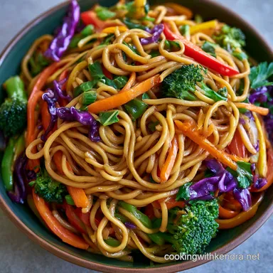 Vegetable Lo Mein Stir Fry in 20 Minutes Recipe Card