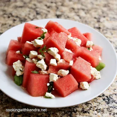Watermelon Feta Salad The Perfect fourth of july food Recipe Card