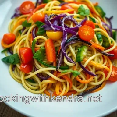 Zesty Raw Vegan Cuisine: My Vibrant Rainbow Noodle Salad Recipe Recipe Card