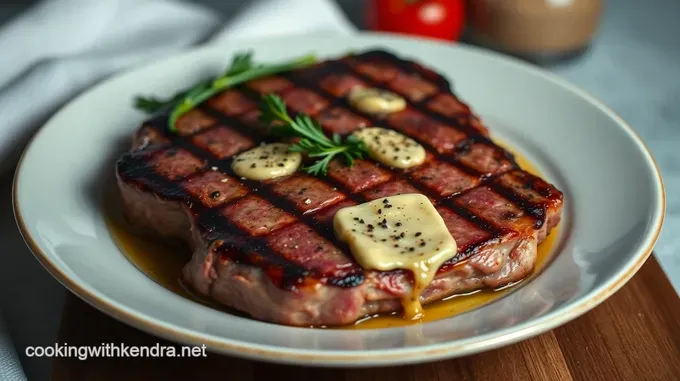 Perfectly Grilled Rib Eye Steak with Garlic Herb Butter