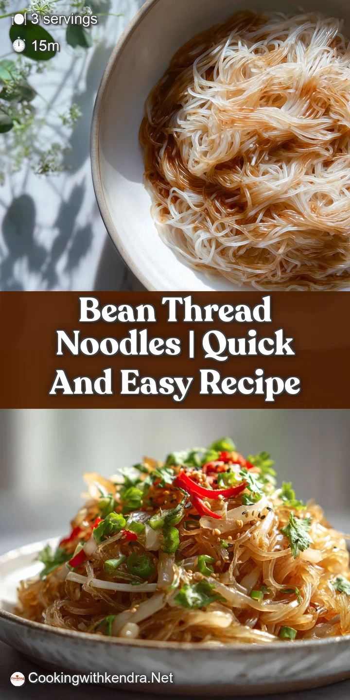 Close-up of glistening, chewy bean thread noodles. Hints of chili oil create a tempting sheen. Vibrant green herbs add fre...