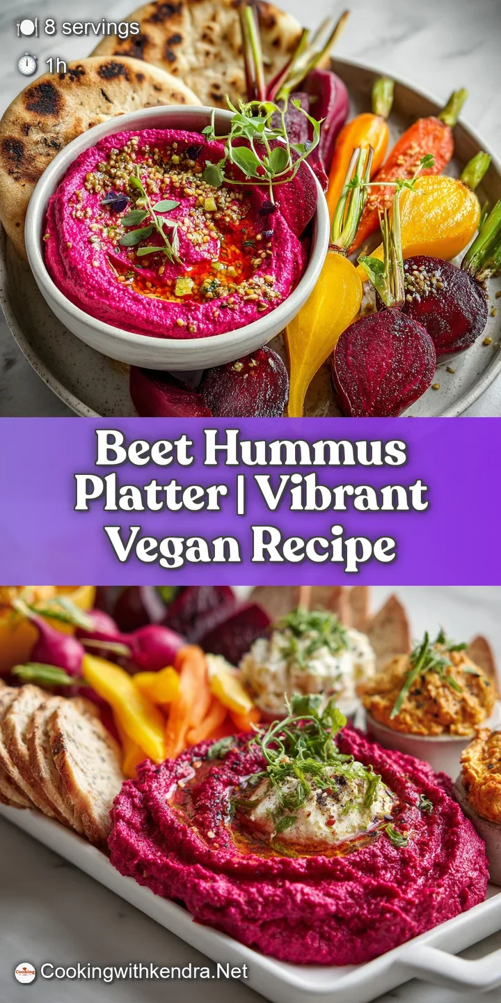 Close-up of silky smooth beet hummus, showing its vibrant color and creamy texture. Garnished with fresh herbs and olive oil.