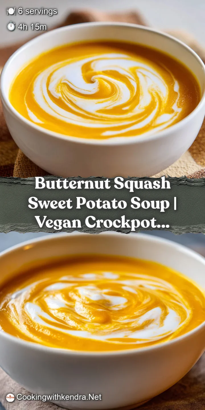 Macro shot of velvety orange soup with a creamy white spiral and a sprinkle of toasted pumpkin seeds.