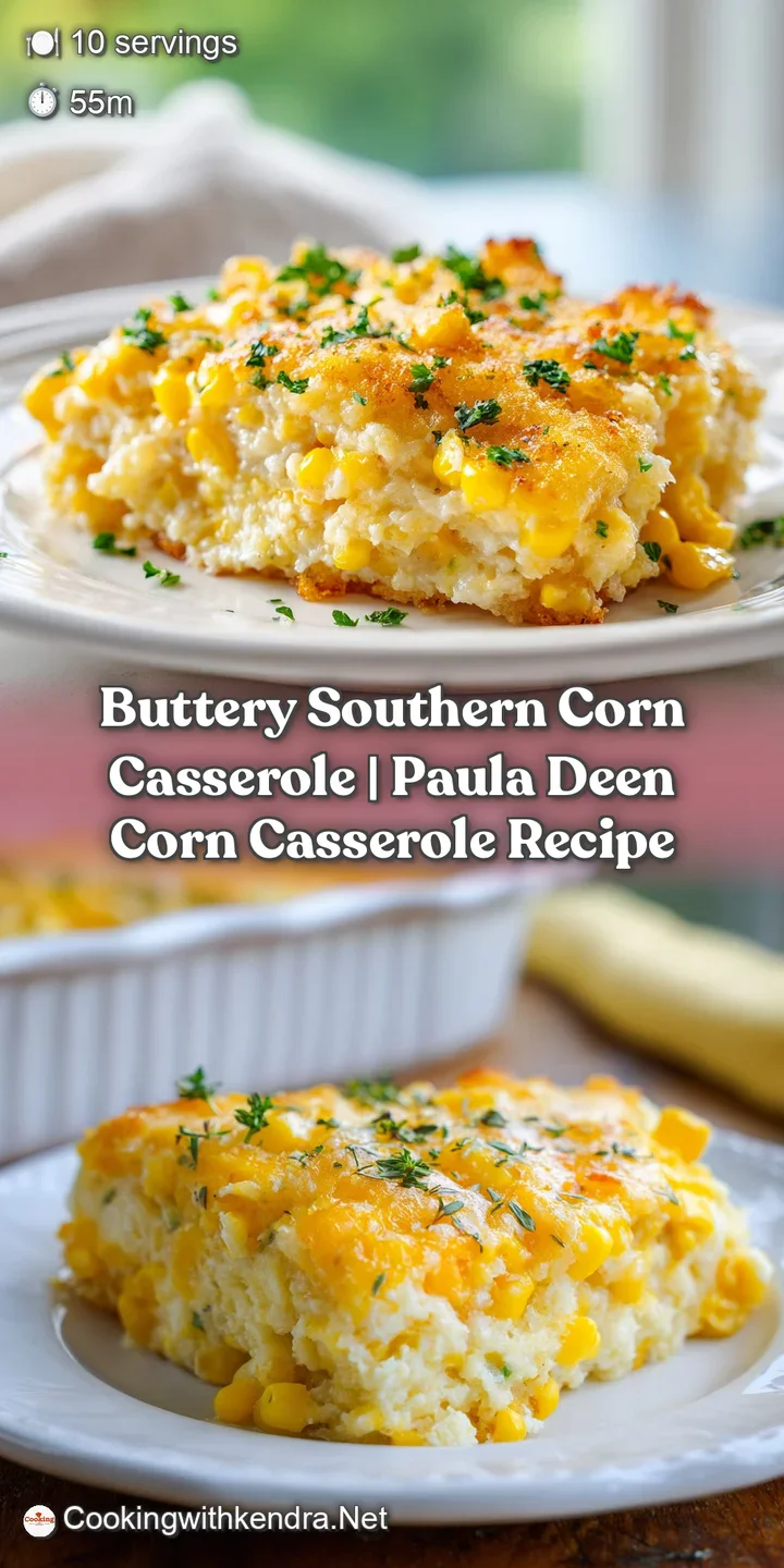 Close-up of moist, custardy corn casserole, highlighting the golden crust and soft, creamy interior. Warm and inviting.