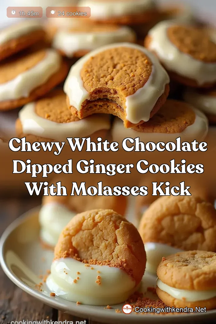 Chewy White Chocolate Dipped Ginger Cookies with Molasses Kick