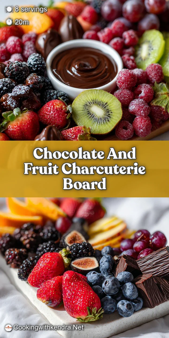 Close-up on a chocolate and fruit board. Velvety dark chocolate against the shiny, juicy textures of fresh berries and dus...