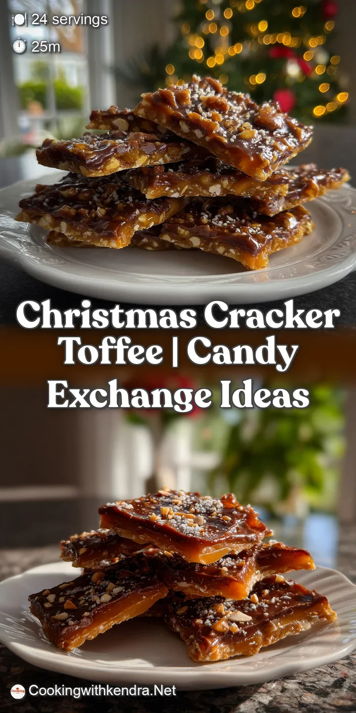 Close-up view of glistening toffee bark, showcasing pools of melted chocolate and sparkling salt crystals. Delicious layer...