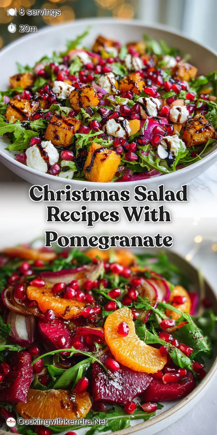 Vibrant close-up of a green salad, highlighting the juicy burst of pomegranate seeds and creamy texture of cheese against ...