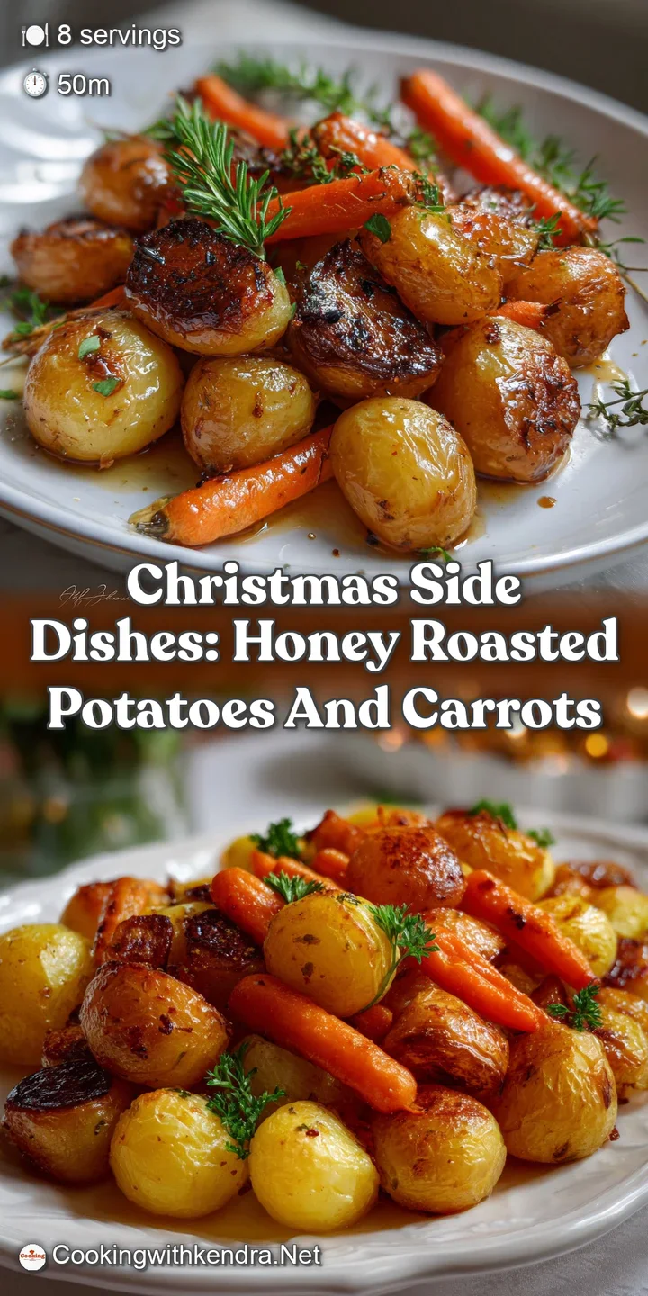 Close-up of glistening, honey-glazed potatoes. The crispy edges contrast with soft interiors, with hints of herbs and a sw...