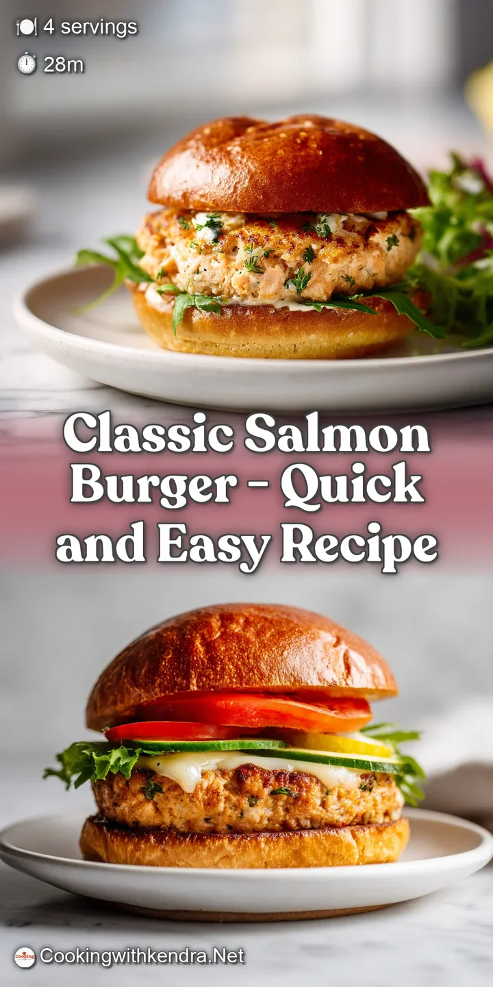 Close-up of a perfectly grilled salmon burger, showing flaky texture and moist interior, drizzled with creamy dill sauce.