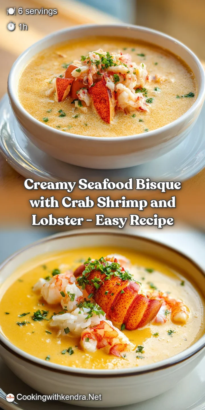Close-up of velvety bisque, revealing succulent chunks of shrimp and delicate crab meat.