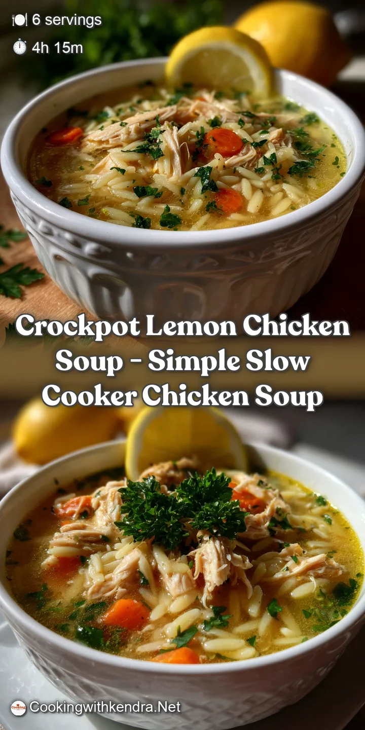 Crockpot Lemon Chicken Soup - Simple Slow Cooker Chicken Soup