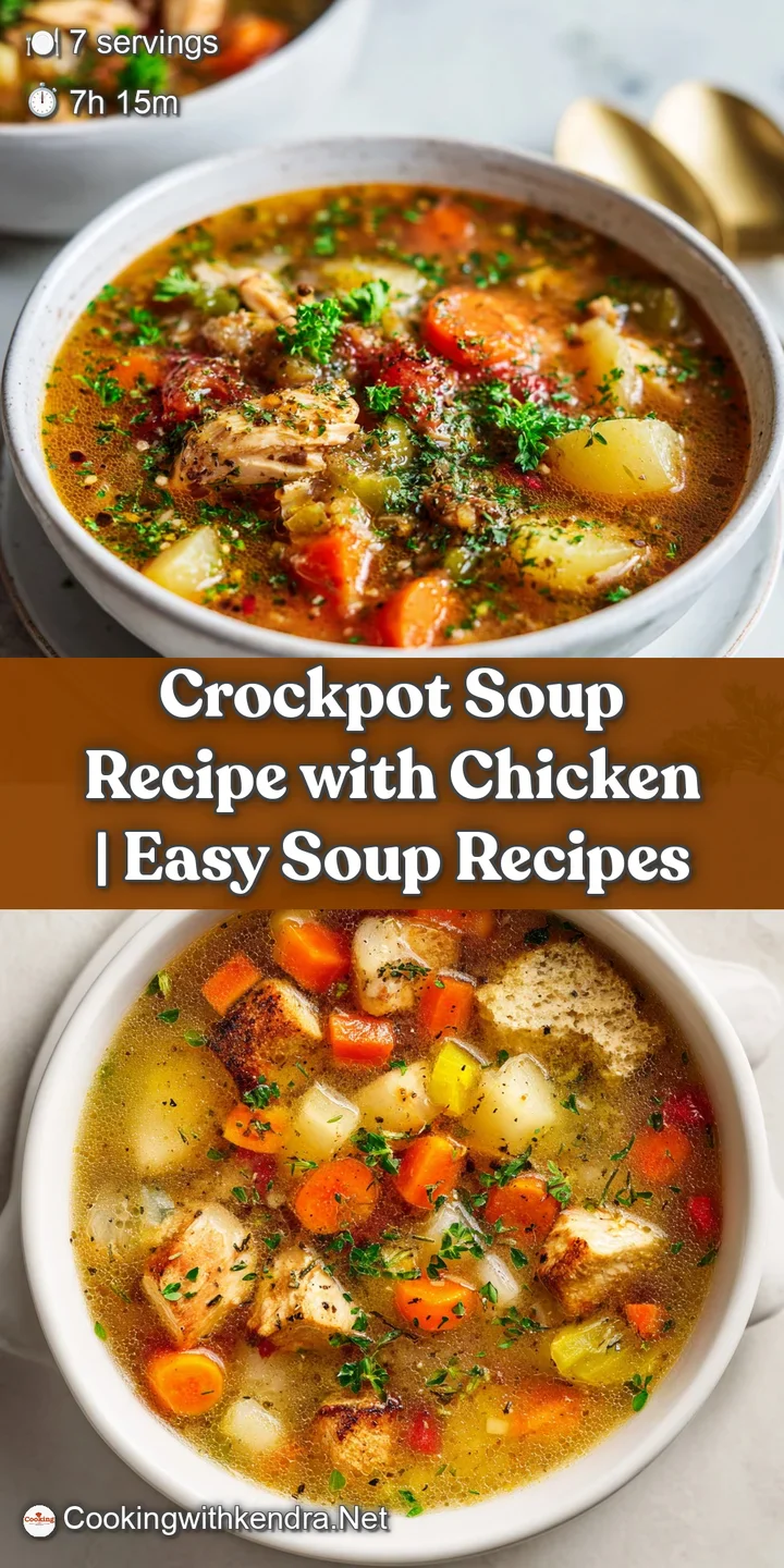 Close-up of a steaming bowl filled with savory chicken soup, showcasing tender meat and soft vegetables.