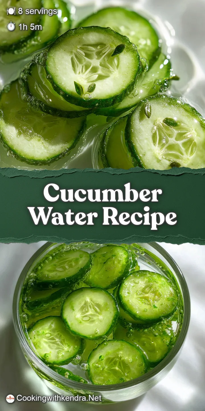 Close-up of cucumber slices swirling in clear water, highlighting the vibrant green hues and icy coolness of the infused b...
