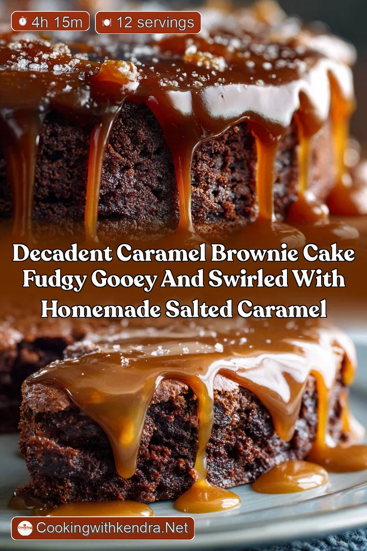 Decadent Caramel Brownie Cake Fudgy Gooey and Swirled with Homemade Salted Caramel