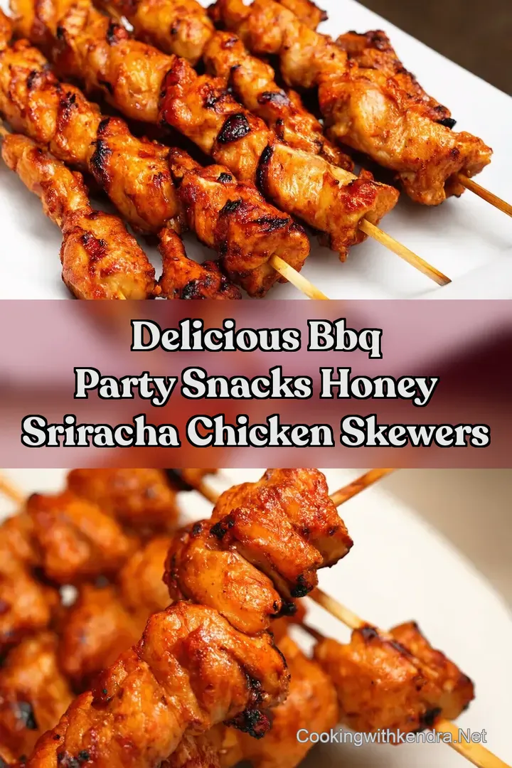 Delicious BBQ Party Snacks Honey Sriracha Chicken Skewers : PIN FOR LATER Delicious BBQ Party Snacks Honey Sriracha Chicken Skewers