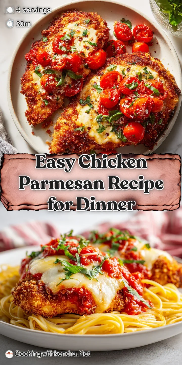 Close-up of chicken parmesan showing melted mozzarella cheese, bright tomato sauce, and crispy, golden-brown breading.