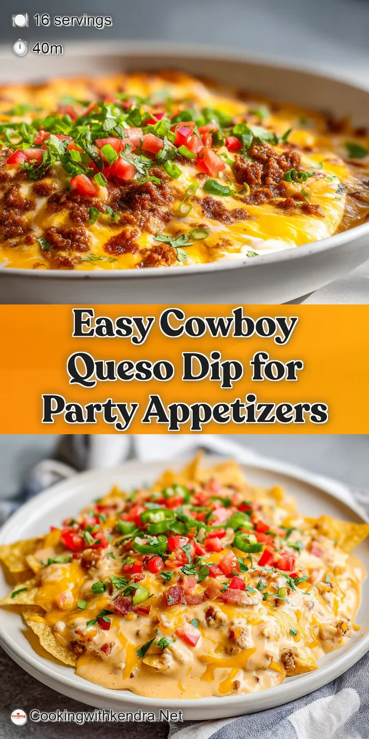 Close-up: Rich, molten queso with pools of rendered sausage fat, flecks of herbs, and diced vegetables. A tempting, cheesy...