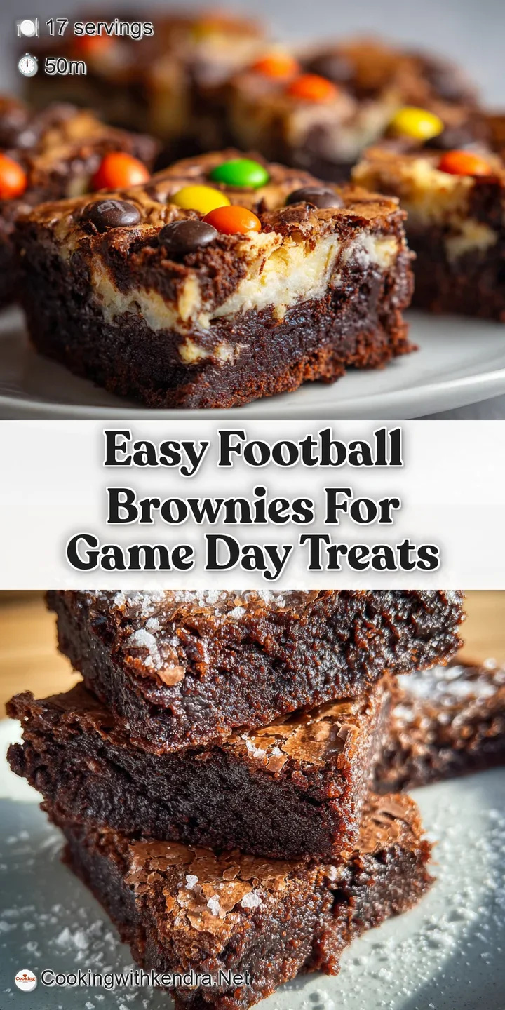 Close-up of a fudgy brownie football, its white frosting laces contrasting with the dark chocolate. A delicious game day t...