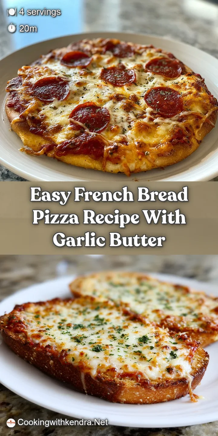 Close-up of French bread pizza reveals gooey, browned cheese and glistening tomato sauce over a perfectly crisp crust.