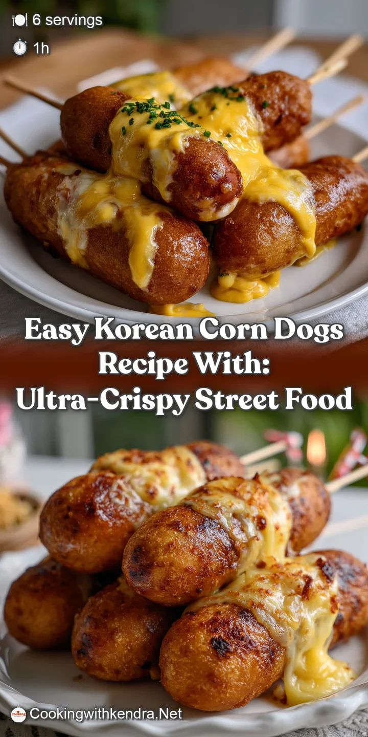 Crispy, golden-brown corn dogs arranged on a platter, showcasing a perfect, bubbly panko crust. Steam rising, inviting a b...