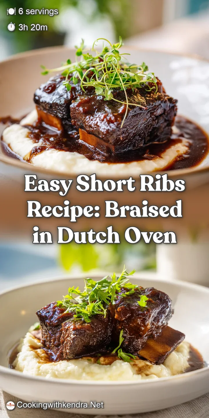 Close-up of a glistening braised short rib, pull-apart tender, bathed in a deep brown sauce. Hints of rosemary and thyme. ...