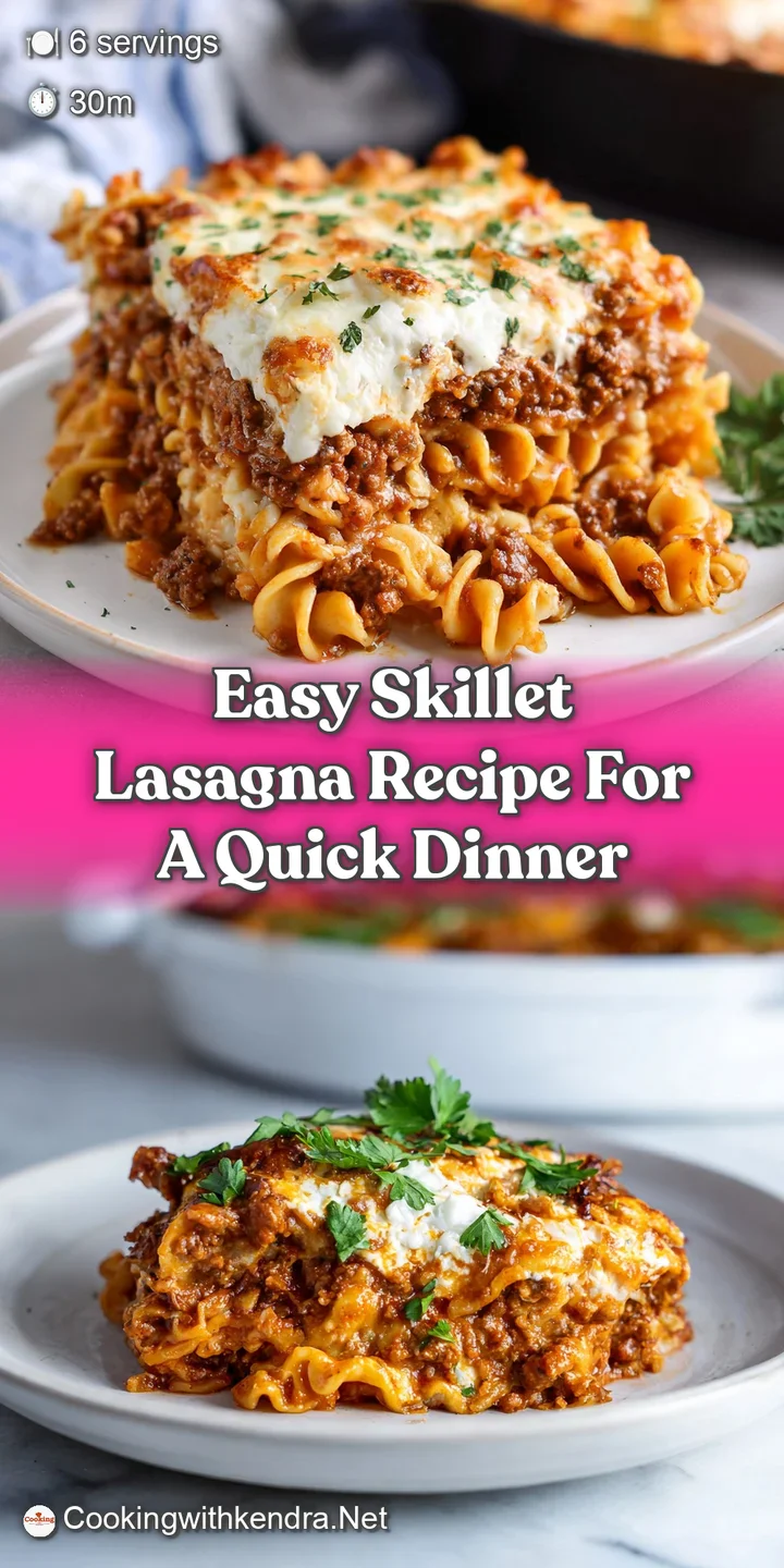 Close-up of skillet lasagna: melted mozzarella, savory ground meat, and vibrant tomato sauce create a mouthwatering image.