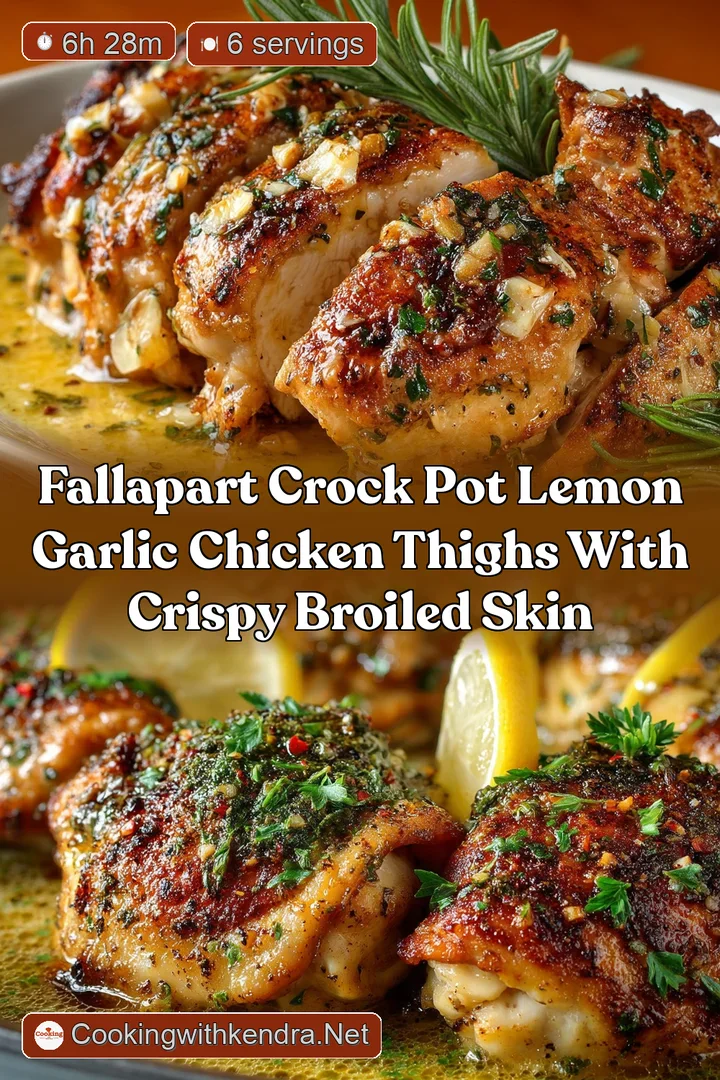 FallApart Crock Pot Lemon Garlic Chicken Thighs with Crispy Broiled Skin