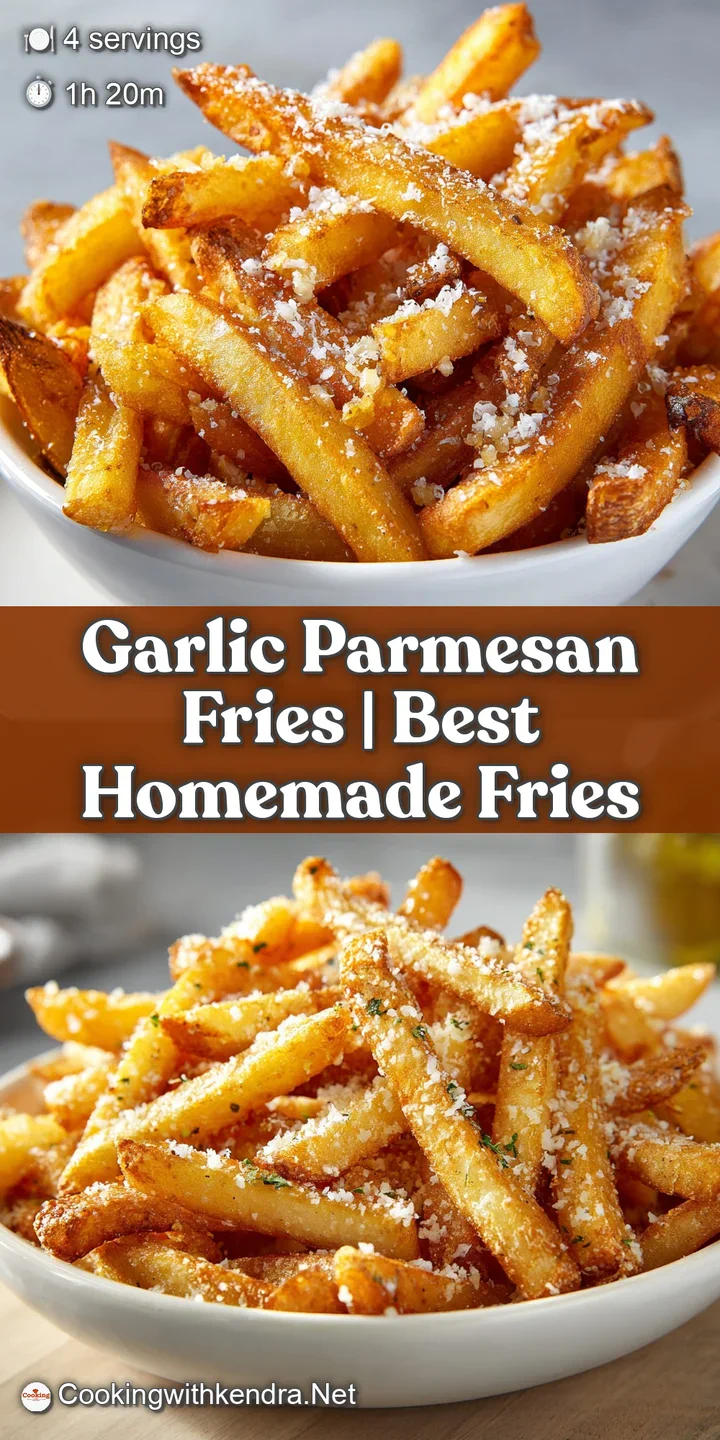 Extreme close-up of crispy potato wedges coated in melted parmesan cheese and aromatic minced garlic, glistening gold.