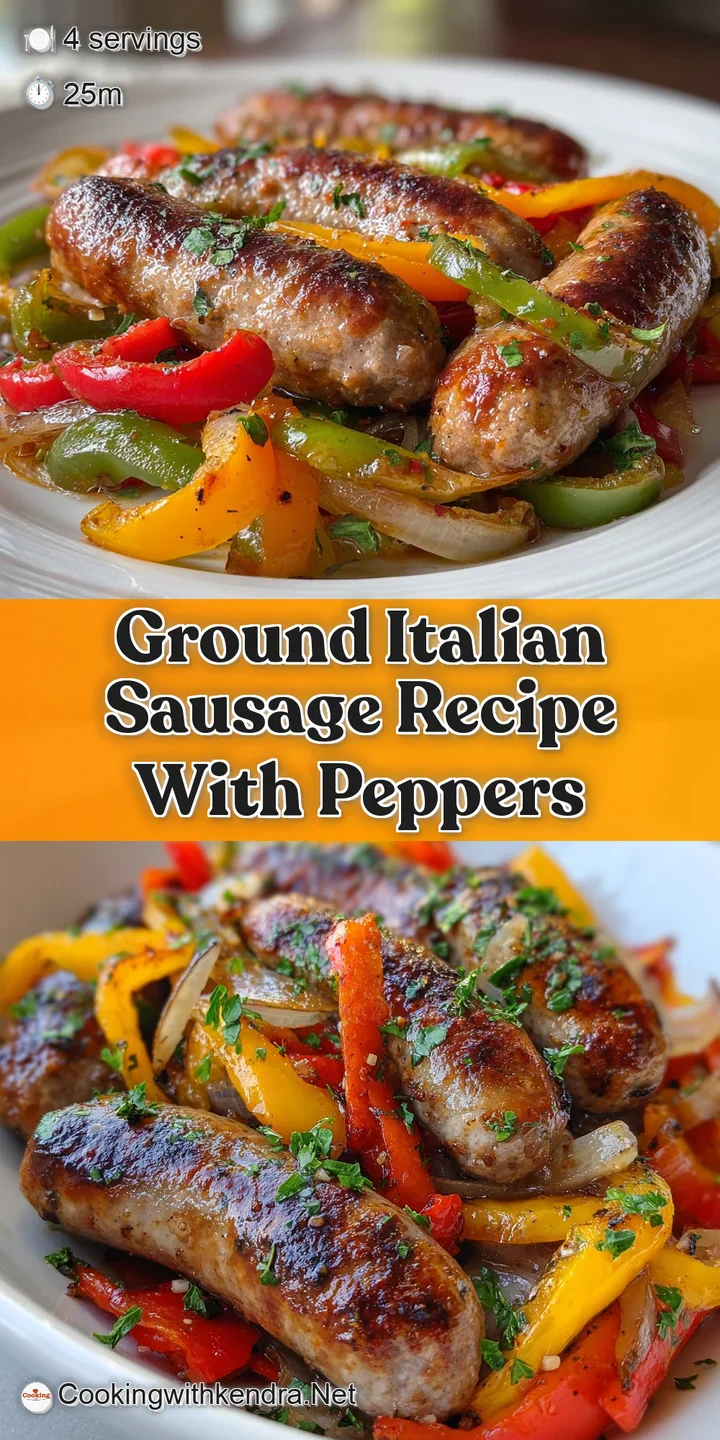 Close-up reveals the rich, caramelized texture of Italian sausage mingling with colorful peppers, promising a burst of fla...