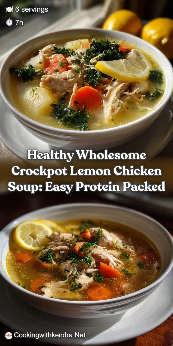 Healthy Wholesome Crockpot Lemon Chicken Soup: Easy Protein Packed