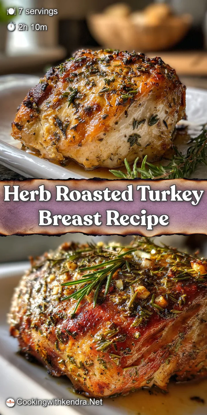 Close-up captures the glistening, herb-flecked surface of baked turkey. Crispy, caramelized edges hint at the savory flavo...
