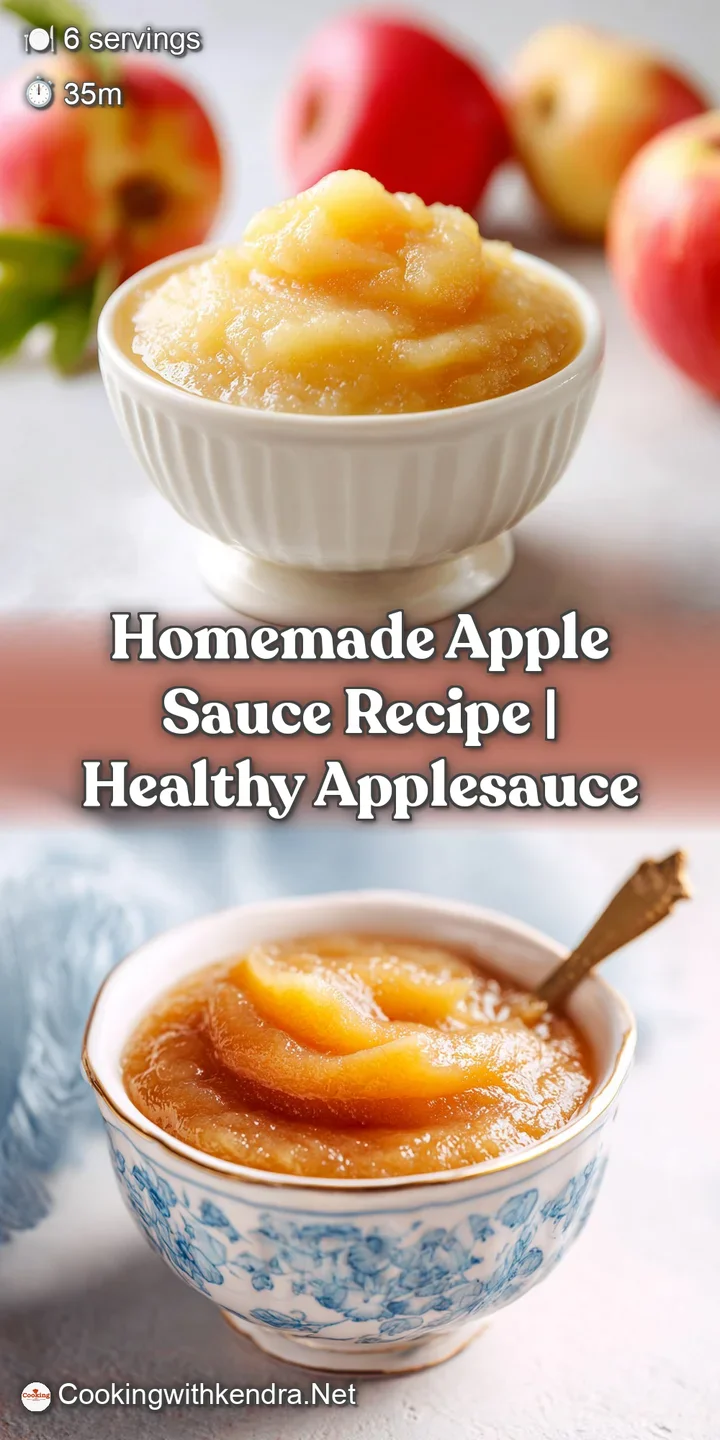Close-up of lusciously smooth, warm applesauce, with a slight sheen and tender, cooked apple pieces visible.