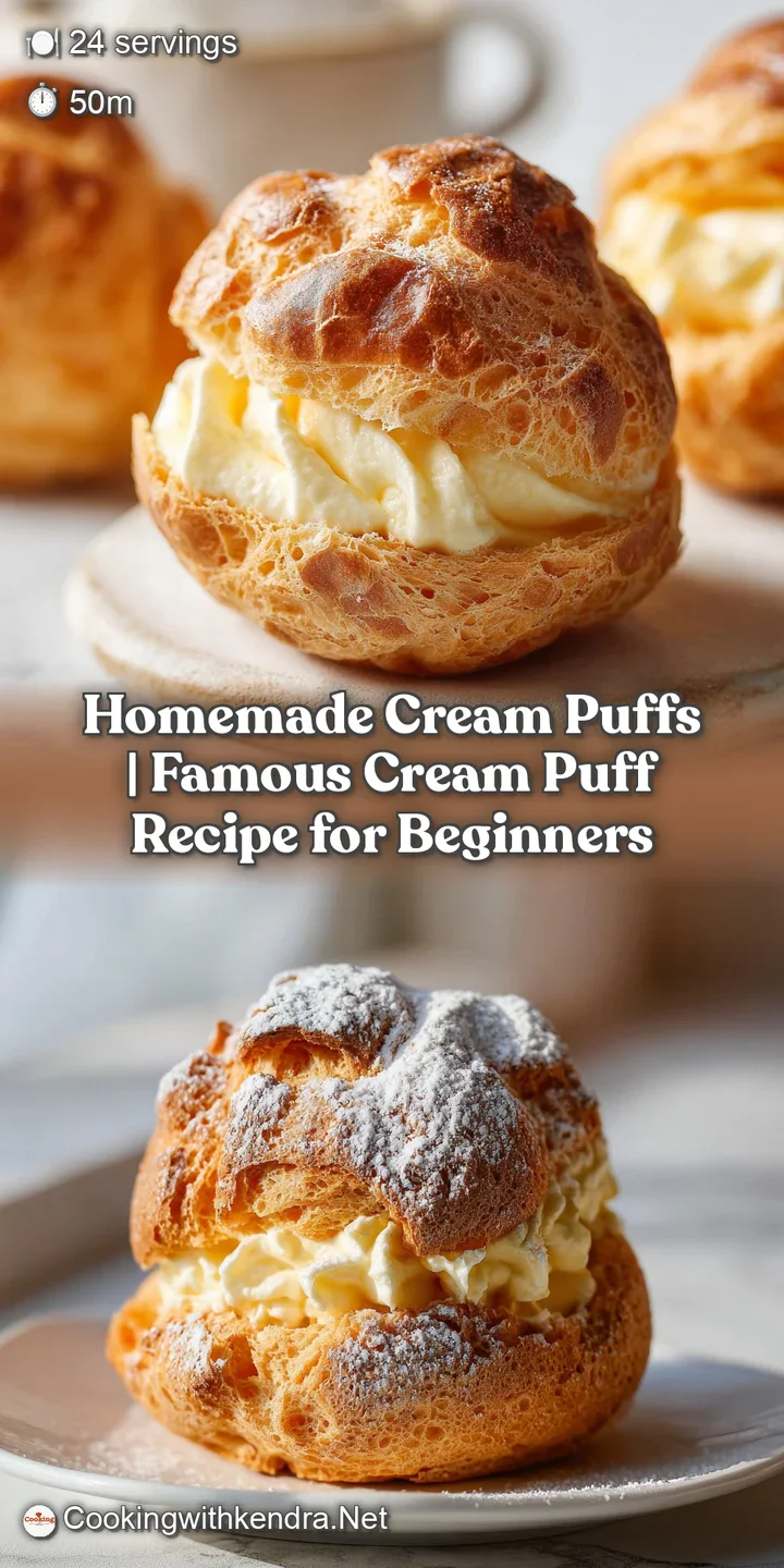 Close-up of a crisp cream puff splitting open to reveal a luscious, white vanilla cream filling.