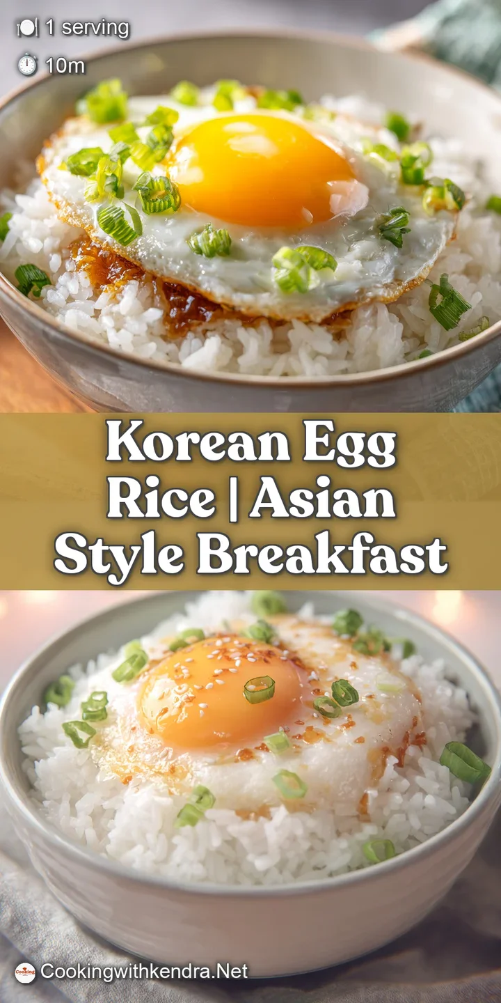 Close-up of a runny egg yolk breaking over warm white rice with vibrant green scallions and a glossy brown glaze.