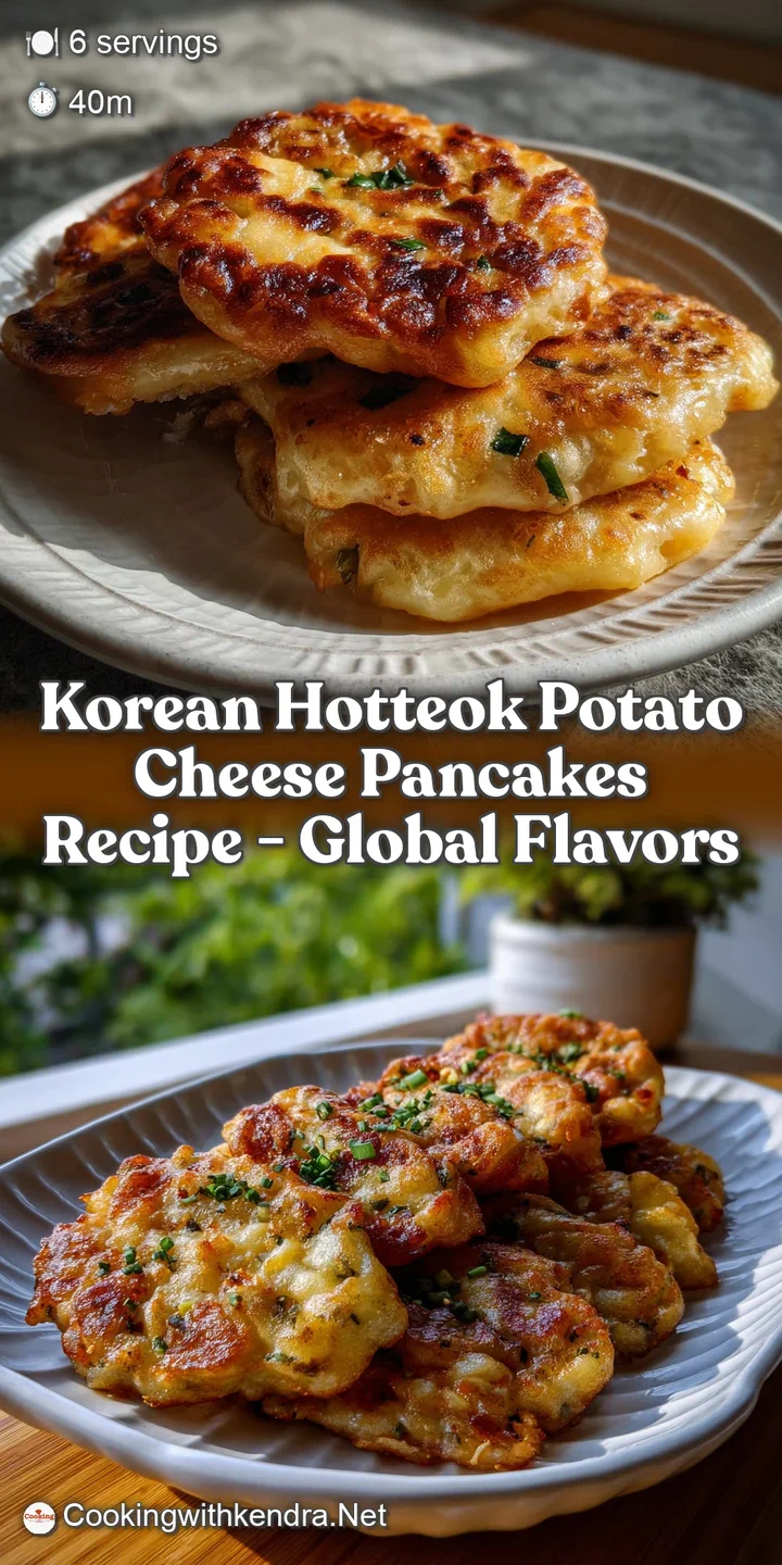 Golden, bubbly pancake with a crisp, slightly charred exterior. Steaming, melted cheese oozes from a tender, potato-filled...