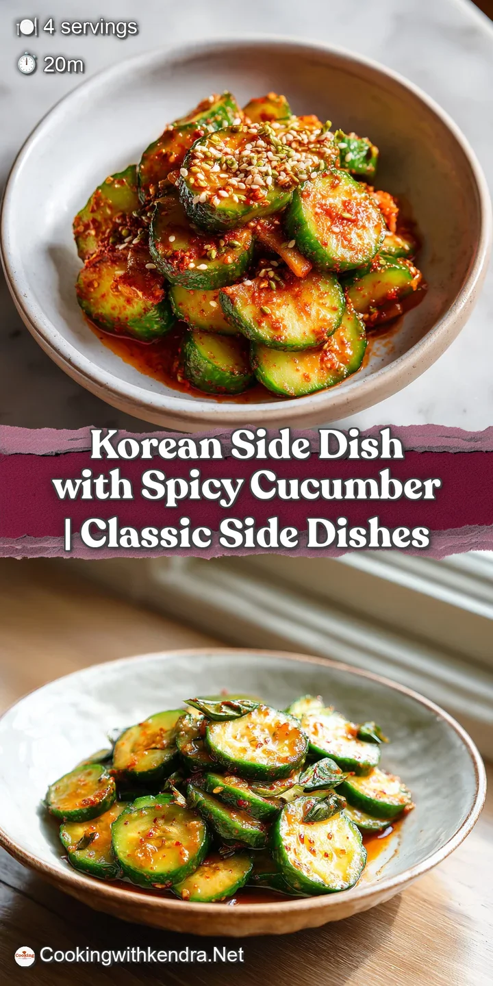 Crisp, refreshing cucumber strips coated in a spicy, bright red sauce, begging to be tasted.