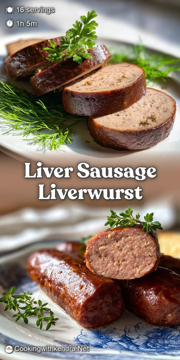 Up-close appetizing view of traditional liver sausage showing its rich, pink color and varied texture. Subtle sheen hints ...