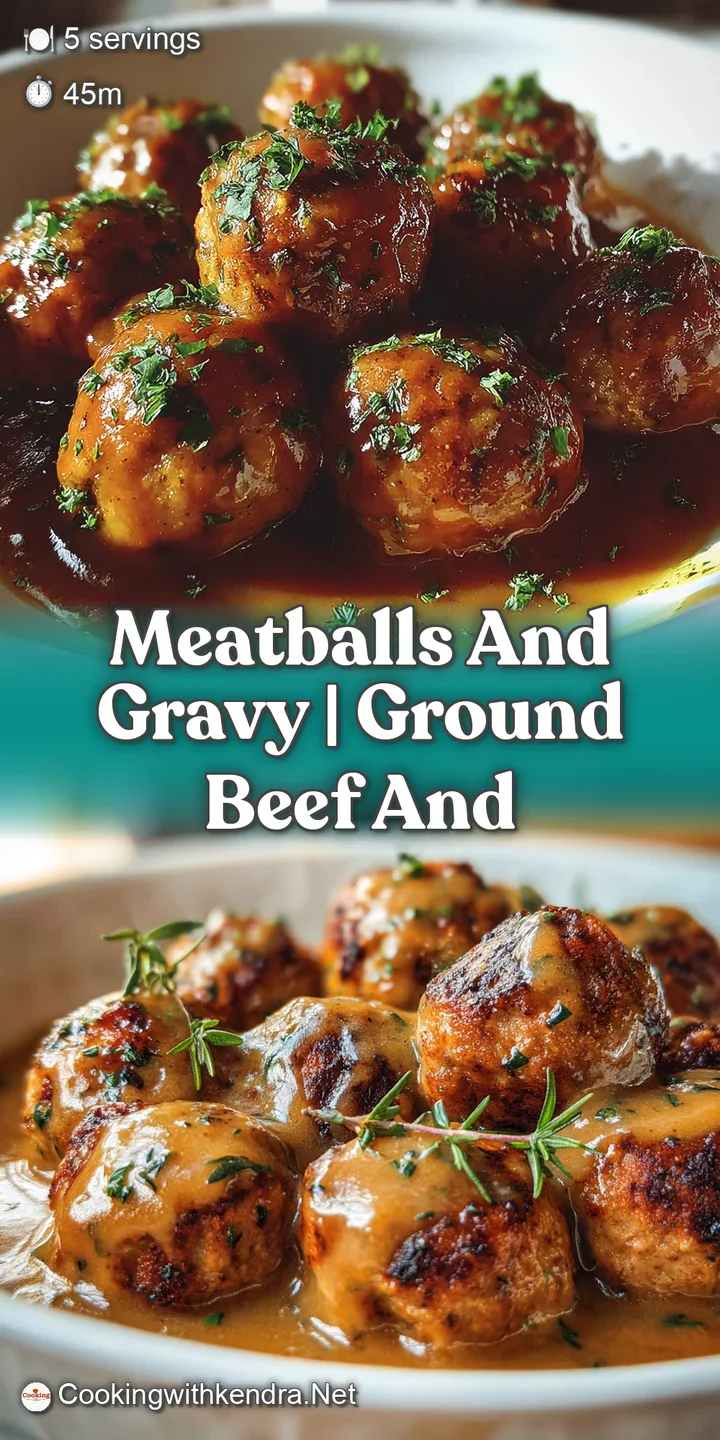 Close-up of savory meatballs, glistening with rich brown gravy. Steaming hot, enticing, and brimming with savory delicious...