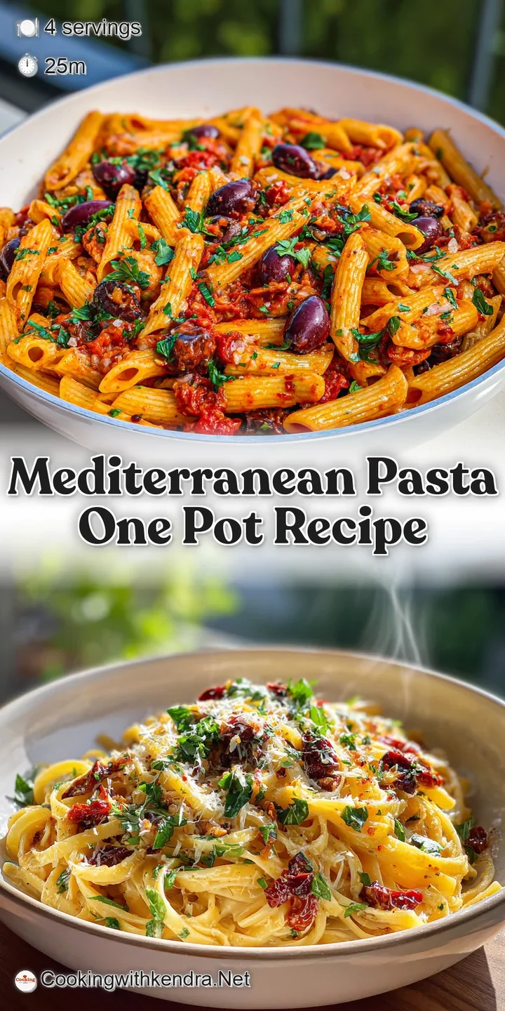 Close-up of glistening pasta with chunks of tender tomatoes, olives, and leafy herbs, coated in a light, inviting sauce.