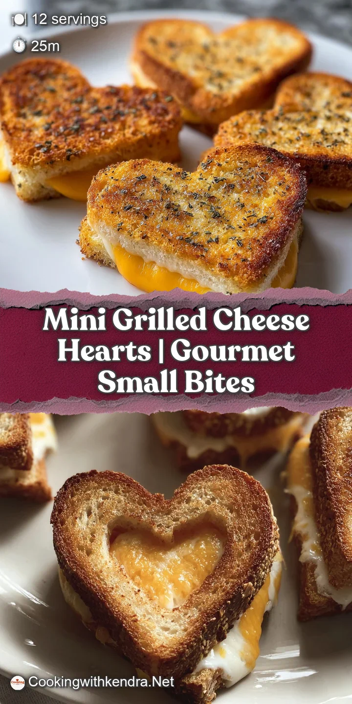 Close-up of a golden grilled cheese heart, highlighting the toasted bread texture and the gooey, melted cheese inside. War...