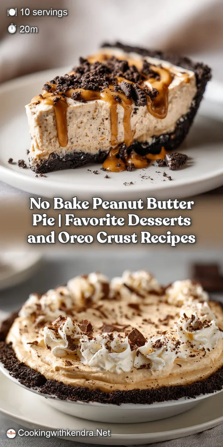 Close-up of creamy peanut butter filling with a speckled Oreo crust, invitingly smooth.