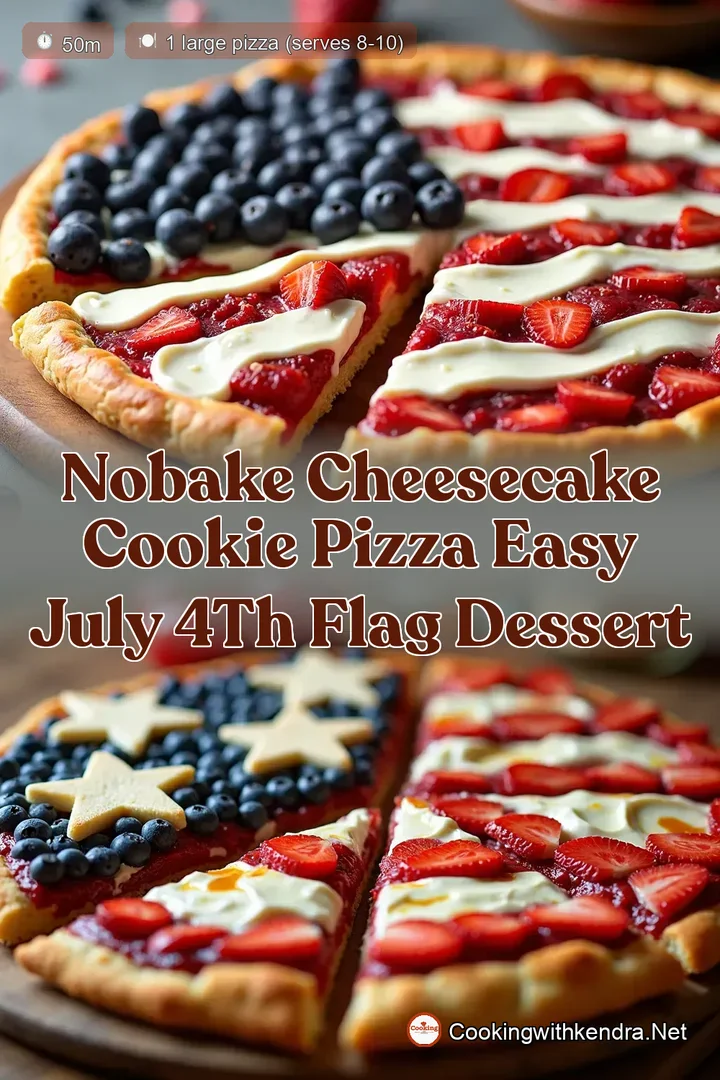 NoBake Cheesecake Cookie Pizza Easy July 4th Flag Dessert