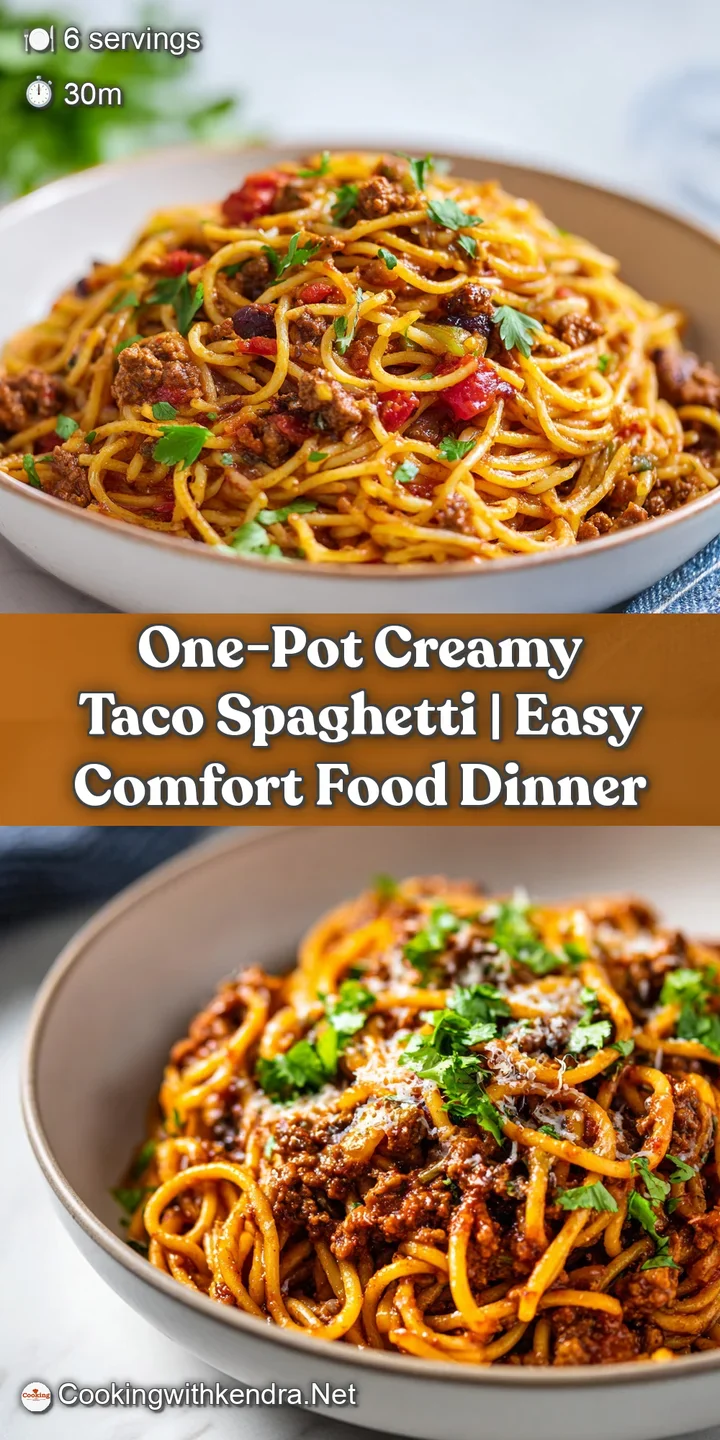 A close-up reveals glossy, saucy spaghetti interwoven with savory ground beef, topped with fresh cilantro.