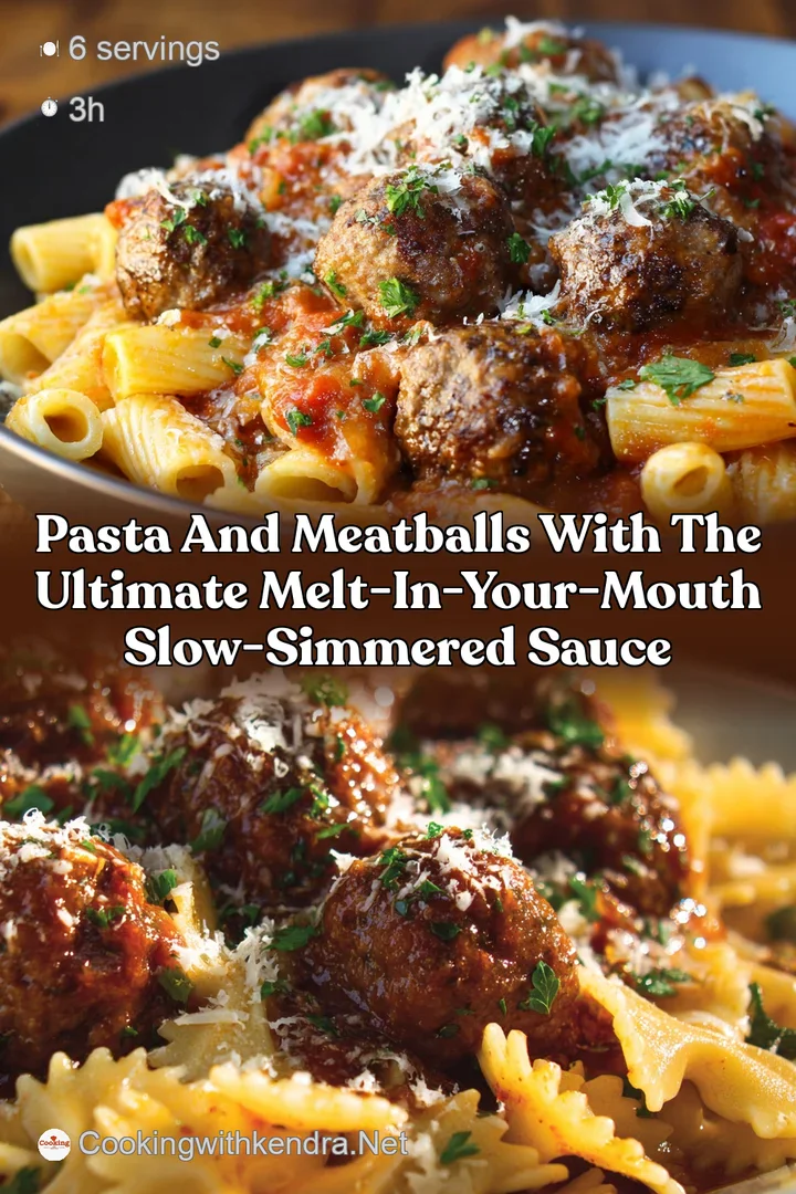 Pasta and Meatballs with the ultimate melt-in-your-mouth slow-simmered sauce