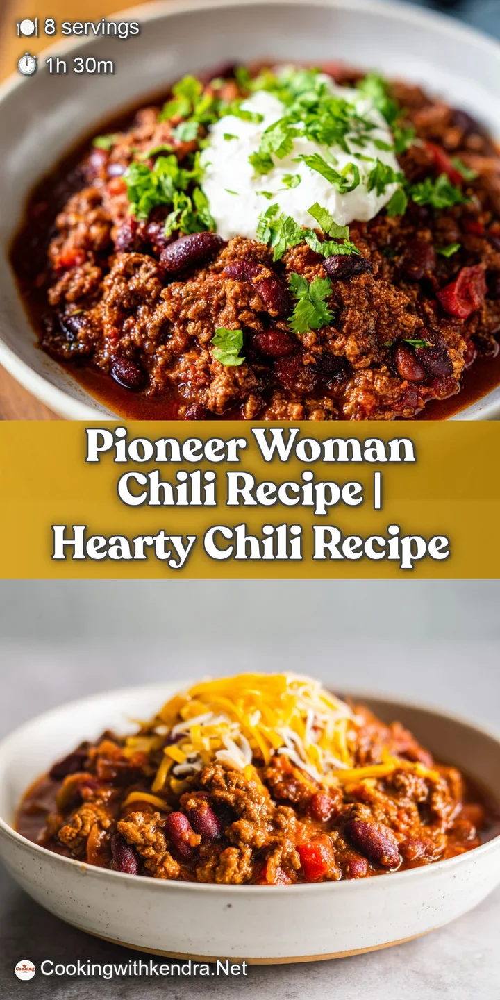 Close-up of hearty chili with visible bits of tender beef, beans, and spices. A spoonful shows off the rich, thick texture.