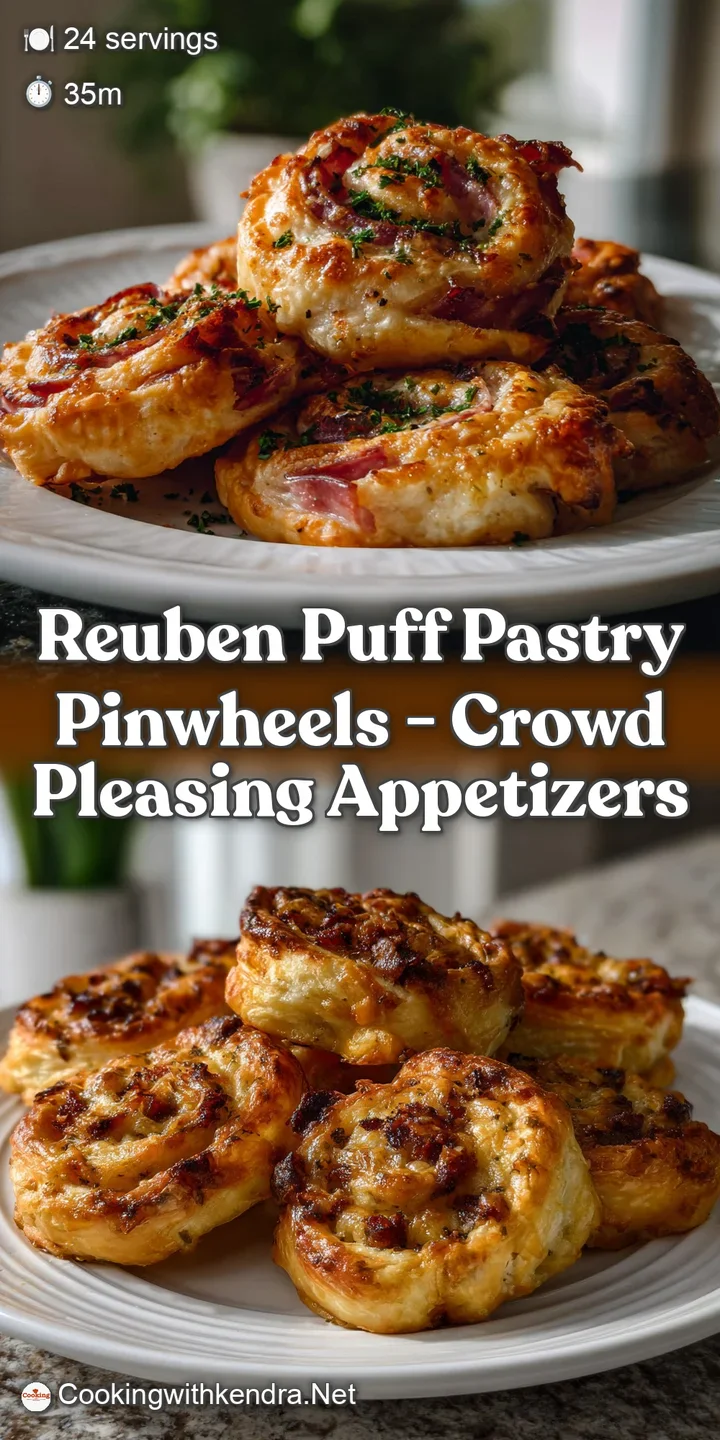 Close-up of a warm, toasted pinwheel revealing melted Swiss cheese, tender corned beef, and tangy sauerkraut in a flaky cr...